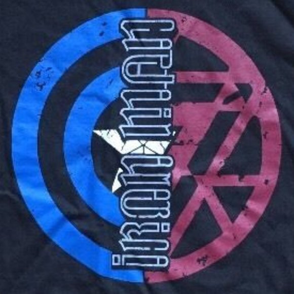 Captain America Iron Man Marvel Ambigram T-Shirt - Picture 2 of 2